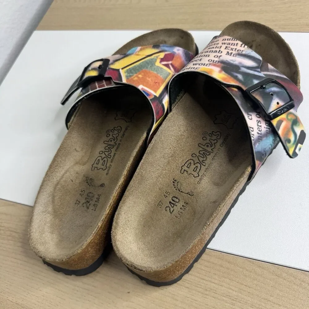 Birki's by Birkenstock Y2K Sandals Vintage newspaper print Sz 6 Women’s Men 4